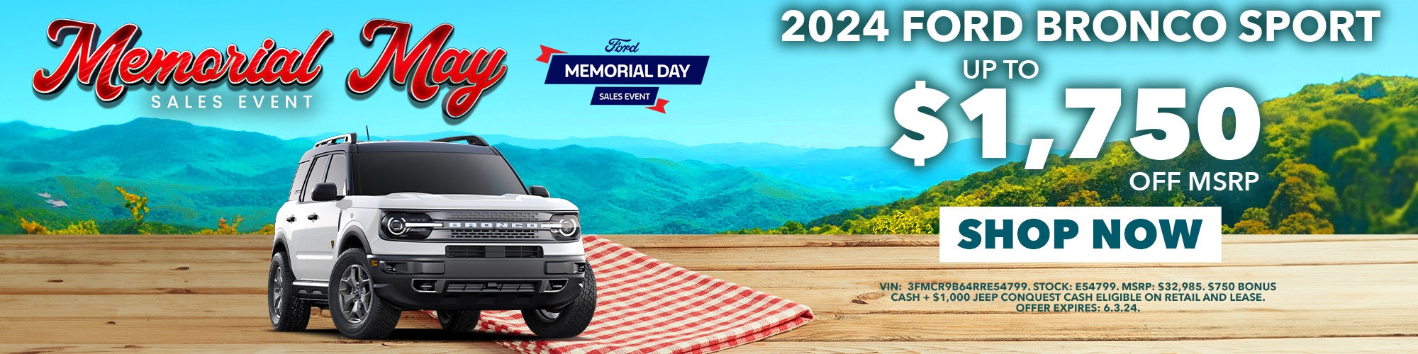 Up to $1,750 off 2024 Bronco Sport